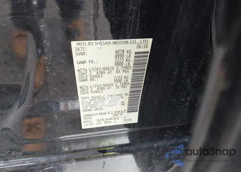 2016 Nissan Titan Xd Sv Diesel from USA, damaged, VIN 1N6BA1F49GN513957